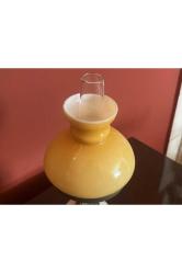 Avrupa opalin camlı pirinç ve seramik abajur 38 cm boyunda