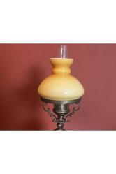 Avrupa opalin camlı pirinç ve seramik abajur 38 cm boyunda