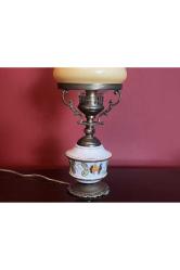 Avrupa opalin camlı pirinç ve seramik abajur 38 cm boyunda