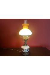 Avrupa opalin camlı pirinç ve seramik abajur 38 cm boyunda