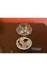 METAL KAPAĞI KELEBEK FİGÜRLÜ CAM KASE 7 CM ÇAPINDA