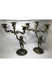 Bir Çift Avrupa Pirinç Şamdan 28 Cm Yüksekliğinde