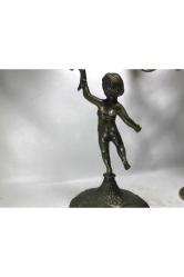 Bir Çift Avrupa Pirinç Şamdan 28 Cm Yüksekliğinde