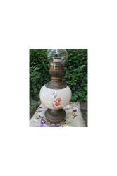 Fransız matador marka pirinç ve porselen gaz lambası 54 cm boyunda