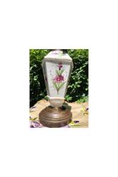 Fransız 50 cm boyunda porselen ve pirinç gaz lambası