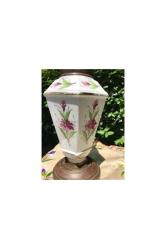 Fransız 50 cm boyunda porselen ve pirinç gaz lambası