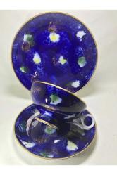 Echt Kobalt Doğu Almanya Trio - Çay Kahve Takımı