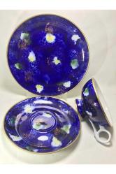 Echt Kobalt Doğu Almanya Trio - Çay Kahve Takımı