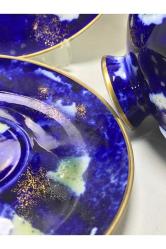 Echt Kobalt Doğu Almanya Trio - Çay Kahve Takımı