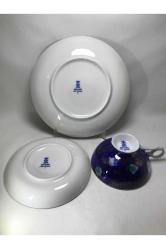 Echt Kobalt Doğu Almanya Trio - Çay Kahve Takımı