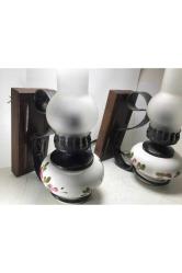 27 cm Yüksekliğinde Ahşap Kaideli Seramik Aplikler