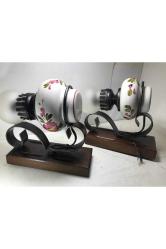 27 cm Yüksekliğinde Ahşap Kaideli Seramik Aplikler