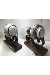 27 cm Yüksekliğinde Ahşap Kaideli Seramik Aplikler