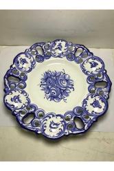 22,5 Cm Çapında Ajurlu El Boyama Portekiz Duvar Tabağı