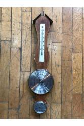 Ahşap Kaidesinde Alman Termometre Barometre 49 Cm Uzunluğunda
