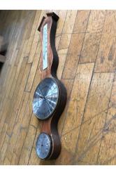 Ahşap Kaidesinde Alman Termometre Barometre 49 Cm Uzunluğunda