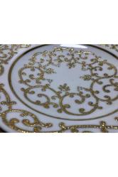 Toplam 31 Cm Çapında Bakır Geçirmeli El Boyama Kütahya Porselen Duvar Tabağı