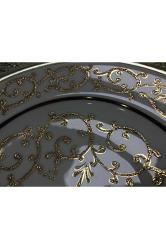 Toplam 31 Cm Çapında Bakır Geçirmeli El Boyama Kütahya Porselen Duvar Tabağı