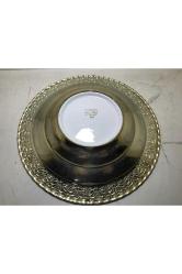 Toplam 31 Cm Çapında Bakır Geçirmeli El Boyama Kütahya Porselen Duvar Tabağı