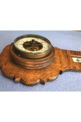 Alman Veranderlich Ahşap Kaidesinde Termometre Ve Barometre 40 Cm Yüksekliğinde