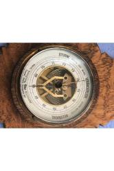 Alman Veranderlich Ahşap Kaidesinde Termometre Ve Barometre 40 Cm Yüksekliğinde