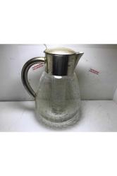 26 Cm Yüksekliğinde Buz Hazneli Gümüş Kaplama Avrupa Cam Sürahi 26 Cm Yüksekliğinde