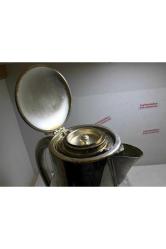 26 Cm Yüksekliğinde Buz Hazneli Gümüş Kaplama Avrupa Cam Sürahi 26 Cm Yüksekliğinde