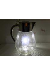 26 Cm Yüksekliğinde Buz Hazneli Gümüş Kaplama Avrupa Cam Sürahi 26 Cm Yüksekliğinde