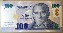 8.Emisyon 100 Yeni Türk Lirası (YTL) A32 599476 Çil Kondisyonda Koleksiyonluk Eski Para