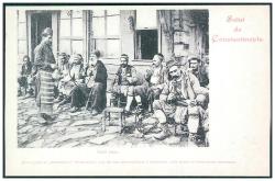 Tuğra Antik Osmanlı Dönemi Kıraathane Yeniden Basım Kartpostal