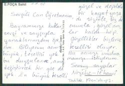 Foça Sahil Görünüm Kartpostal, Arkası Yazılı