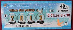 MİLLİ PİYANGO 31 ARALIK 2012 YILBAŞI ÖZEL ÇEKİLİŞİ TAM BİLET (T)