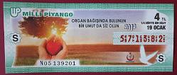 MİLLİ PİYANGO 19 OCAK 2013 ORGAN BAĞIŞINDA BULUNUN BİR UMUTTA SİZ OLUN ÇEYREK BİLET (S)