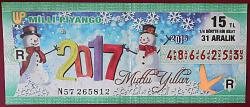 MİLLİ PİYANGO 31 ARALIK 2016 YILBAŞI ÖZEL ÇEKİLİŞİ ÇEYREK ( R)  NOT KAT İZİ VAR