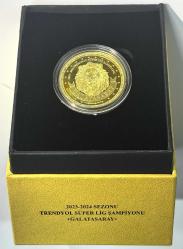 2024 Galatasaray 24. Şampiyonluk Hatıra Parası 925 Gümüş Üzeri Altın Kaplama Orjinal Kutusunda Sertifikalı Koleksiyonluk