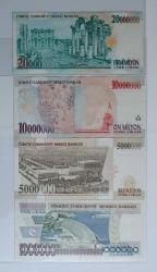 7. EMİSYON 1-5-10-20 MİLYON LİRA PARA SETİ ÇİL ALTI KONDİSYONDA ŞOK FİYAT !!!