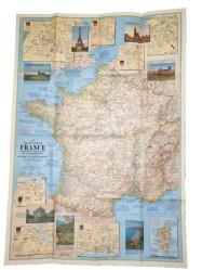National Geographic Traveler's Map of France 1971. 58x83 cm [ HARİTA ]