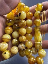 Orjinal kalingrad mükemmel kayadan kaya patinleri üzerinde damla kehribar tespih tam 69 gram