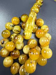 Orjinal kalingrad mükemmel kayadan kaya patinleri üzerinde damla kehribar tespih tam 69 gram