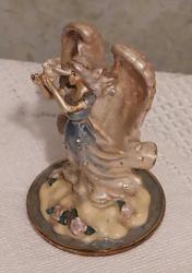 Almanya, Aşk Meleği Temalı Minyatür Heykel. Harika Detaylı İşçilik. Pirinç Döküm Üzeri El Boyamalı (Mineli) Patinalı. 1950-1968'ler. (280 gr/5x8 cm)