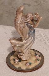 Almanya, Aşk Meleği Temalı Minyatür Heykel. Harika Detaylı İşçilik. Pirinç Döküm Üzeri El Boyamalı (Mineli) Patinalı. 1950-1968'ler. (280 gr/5x8 cm)