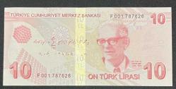 9 EMİSYON 10 TL SERİ F001 787626 ÇİL