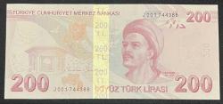9 EMİSYON 200 TL SERİ J001 744386 ÇİL