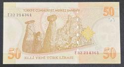 8 EMİSYON 50 YTL SERİ E32 214361 ÇİL