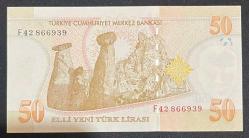 8 EMİSYON 50 YTL SERİ F42 866939 ÇİL