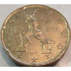 İtalya 20 Euro cent, 2002 Boccioni Fütürist Heykel Tasarımlı Koleksiyonluk.