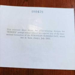 1962 EUROPEX SERGİSİ MNH NUMARALI VİNYET VE EYLÜL 17 BASKILI FDC Sİ