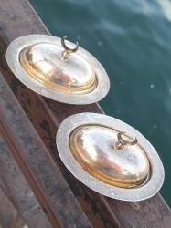 Lokumluk çift gümüş kaplama ay Osmanlı desenli