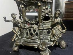 1900 West Germany Bronz Kurmalı Prens  ve Leydi Görselli Şömine Saati