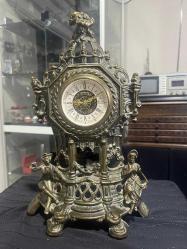 1900 West Germany Bronz Kurmalı Prens  ve Leydi Görselli Şömine Saati